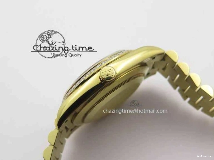 0106 Day Date 40mm YG BP Maker Best Edition Black Dial Diamond Bezel On YG Bracelet A Soft 3681